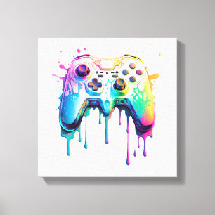 Gamer Grafische Videogame - Kleurrijke Videogame L Canvas Afdruk
