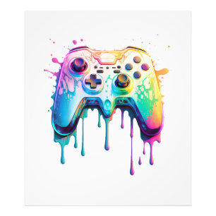 Gamer Grafische Videogame - Kleurrijke Videogame L Foto Afdruk