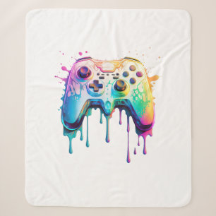Gamer Grafische Videogame - Kleurrijke Videogame L Sherpa Deken
