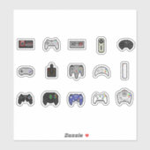 Gamer Grey Black Retro Pixel Art-controllers Sticker (Vel)