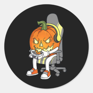 Gamer Halloween Jackolantern Scary Gaming Boys Kin Ronde Sticker