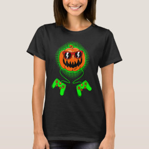 Gamer Halloween Jackolantern Scary Gaming Boys Kin T-shirt