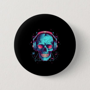 Gamer Halloween Kostuum Skull Gaming Video-game Ronde Button 5,7 Cm