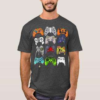 Gamer Halloween Pumpkin Skeleton Zombie Gaming Con T-shirt