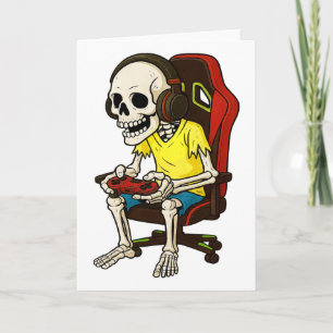 Gamer Halloween Skelet Griezelen Gamen Videogame B Kaart