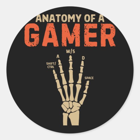 Gamer Hand Skeleton Halloween Sticker (Voorkant)