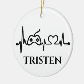 Gamer hartslag Monogram naam Keramisch Ornament (Links)