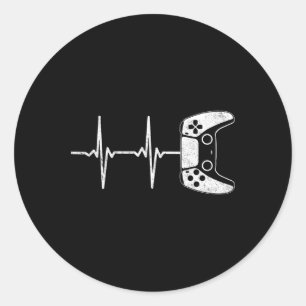 Gamer hartslag Video Games Gaming Boys Tiener Mann Ronde Sticker