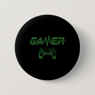 Gamer Hartslag Videogames Gamen Jongens Tieners Ma Ronde Button 5,7 Cm