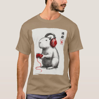 Gamer Japans Kunst Mannen Vrouwen Funny Capybara f T-shirt