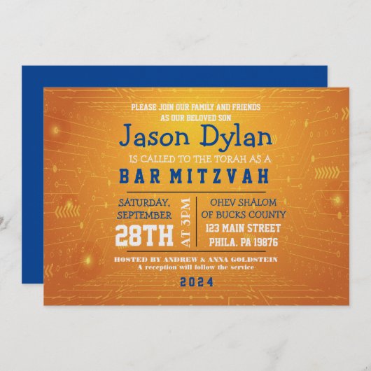 GAMER JEU DIGITAL Bar Mitzvah Invitation (Devant / Derrière)