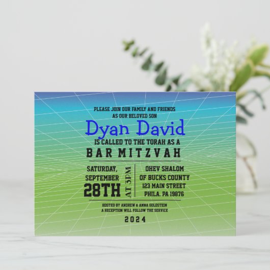 GAMER JEU DIGITAL Bar Mitzvah Invitation (Debout devant)