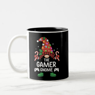 Gamer Kabouter Buffalo Plaid Overeenkomstige Famil Tweekleurige Koffiemok
