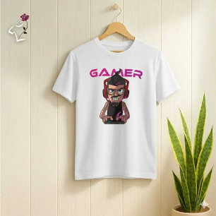 Gamer Karakter Cartoon Stijl Gaming Grafisch T-shirt