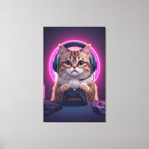 Gamer Kat Kids Canvas – Grappige Cartoon Katje