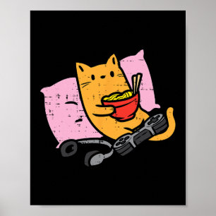 Gamer Kat Ramen Kawaii Gamen Japanse Vrouwen Meisj Poster