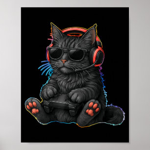 Gamer Kat Video Games Jongens Tiener Mannen Meisje Poster