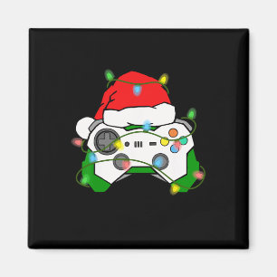 Gamer Kerst Spelende Kerstman Hoed Videospel Contr Magneet
