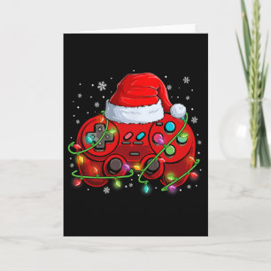 Gamer Kerst Videospel Santa Hoed Lichten Gaming Kaart
