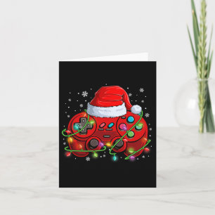 Gamer Kerst Videospel Santa Hoed Lichten Gaming Kaart