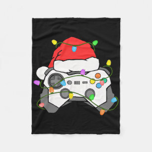 Gamer Kerstmis Gamen Santa Hoed Videospel Contro Fleece Deken