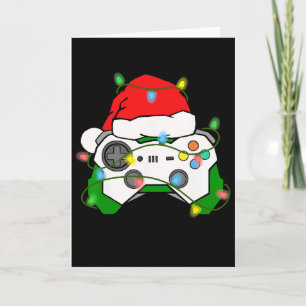 Gamer Kerstmis Gamen Santa Hoed Videospel Contro Kaart