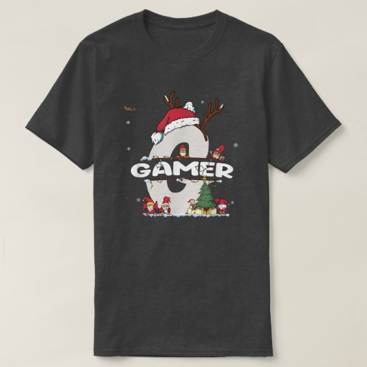 Gamer Kerstmis met gamernaam voor grappige feestda T-shirt (Design voorkant)