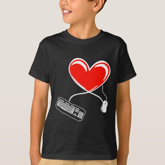 Gamer Keyboard And Mouse Video Game Heart Gaming L T-shirt (Voorkant)