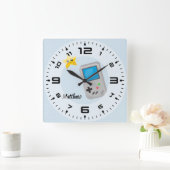 Gamer - kies achtergrondkleur vierkante klok (Huis)