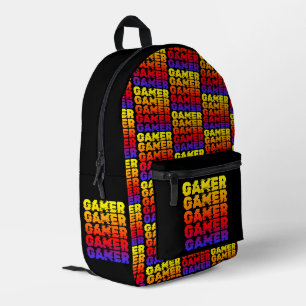 Gamer Kleurrijke Typografie Gamen Bedrukte Rugzak