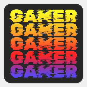 Gamer Kleurrijke Typografie Gamen Vierkante Sticker