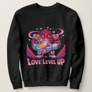 Gamer Liefde Retro Voxel Roze Robot met Hart Potio Trui