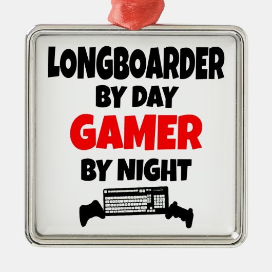 Gamer Longboarder Metalen Ornament (Voorkant)