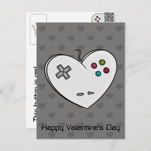 Gamer Love Controller Hart Valentijn Feestdagenkaart (Voorkant / Achterkant)