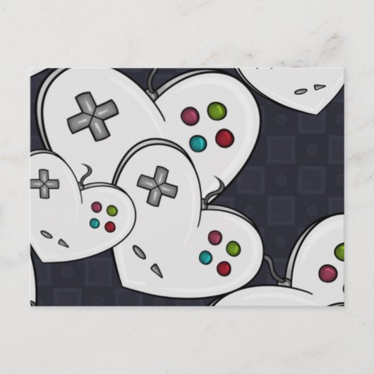 Gamer Love Controller Heart Briefkaart (Voorkant)