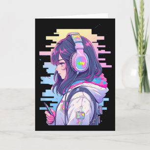 Gamer Meisje Grappige Pastel Japan Anime Streamer Kaart