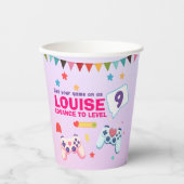 Gamer Meisje Kleurrijke Roze Videogame Verjaardag Papieren Bekers (Voorkant)