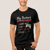 Gamer met kerstfeest Funny Eat Sleep Game Tri-Blend Shirt (Voorkant)