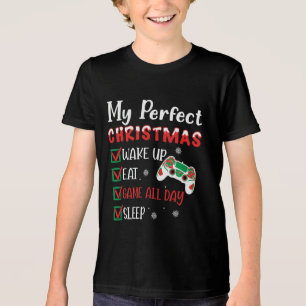 Gamer met kerstfeest Funny Eat Sleep Game Tri-Blend Shirt