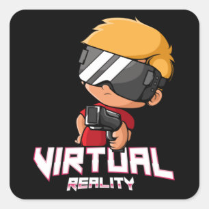 gamer met virtuele realiteit vierkante sticker