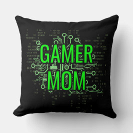 Gamer MOM Cyber Digitaal Groen Kussen
