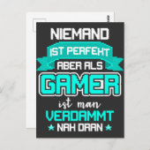 Gamer Nicht Perfekt aber Nah Dran Zocker Gaming Briefkaart (Voorkant / Achterkant)