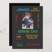 Gamer Niveau suivant Invitation d'anniversaire ave (Devant / Derrière)