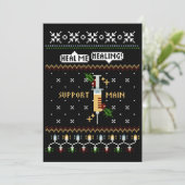 Gamer Ondersteuning Hoofd Pixel Art Spuit Kerstmis Feestdagenkaart (Staand voorkant)