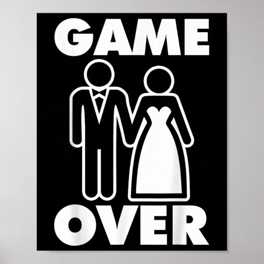 Gamer Over Bruid Bruidegom Funny Wedding Poster (Voorkant)