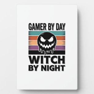 Gamer Overdag Heks 's Nachts Retro Halloween-ontwe Fotoplaat