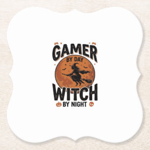 Gamer Overdag Heks 's Nachts Vintage Gaming Design Kartonnen Onderzetters
