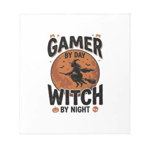 Gamer Overdag Heks 's Nachts Vintage Gaming Design Notitieblok
