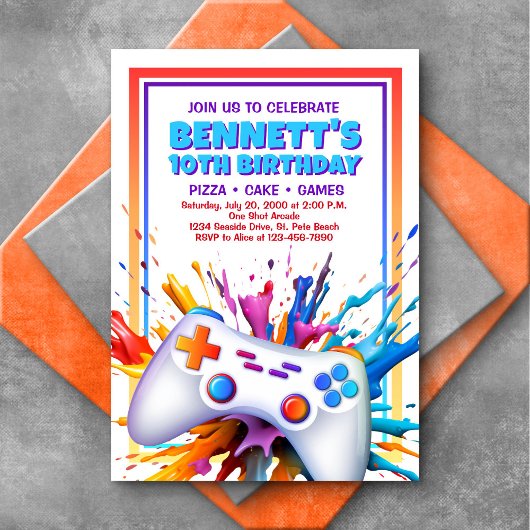 Gamer Paint Invitation Anniversaire