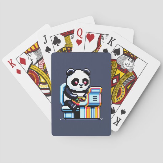 Gamer Panda - Schattige Pixel Art Arcade Design Pokerkaarten (Achterkant)
